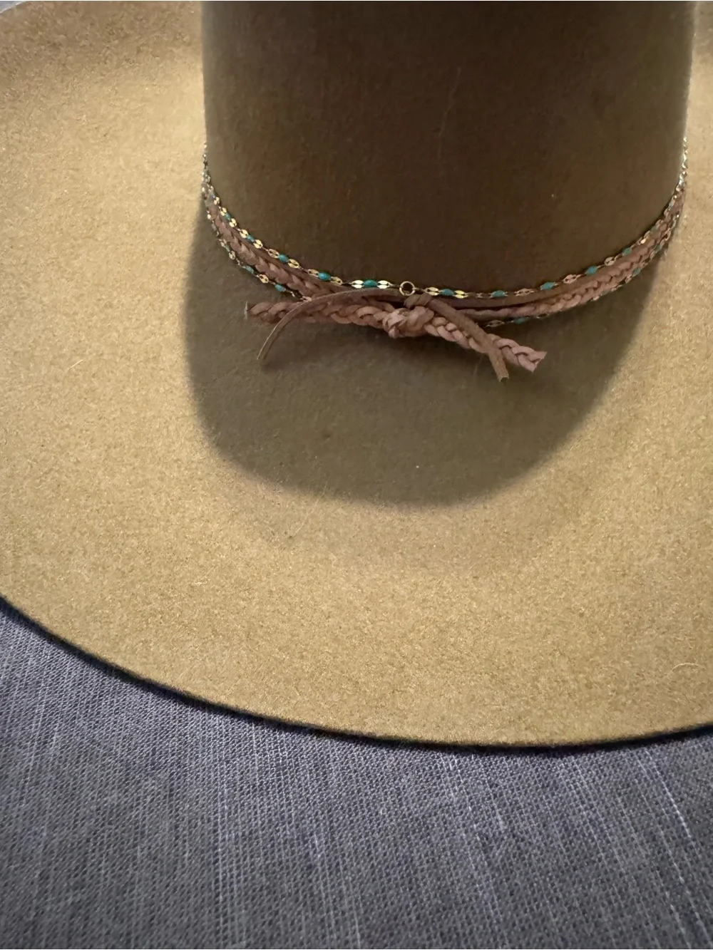 Brown Felt Western Fedora Hat with Beaded Band with a great story!